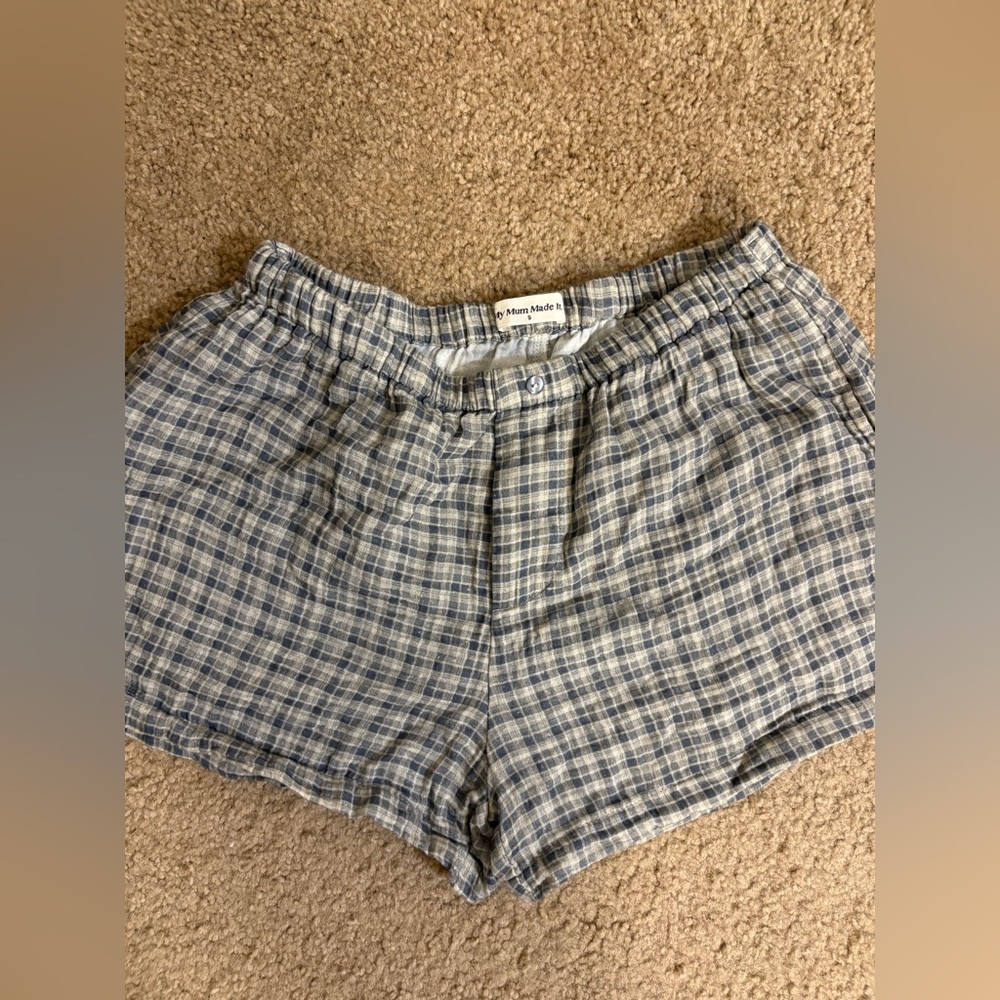 My Mum Made It Faded Blue Check Shorts